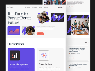 PUR-S - Financial Management Landing pAGE bank finance financial graphic design header homepage interface invest investment landing landing page management minimalism ui wealth web web design website