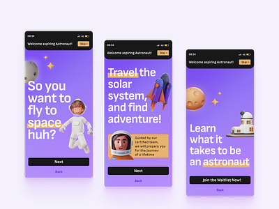 Spacetrek Onboarding Concept concept design figma mobile onboarding ui web design