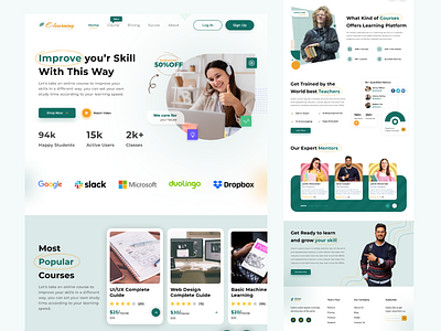 E-learning Landing Page design e learning e learning app e learning design e learning landing page e learning platform e learning website figma landing page ui ui design uiux user interface website