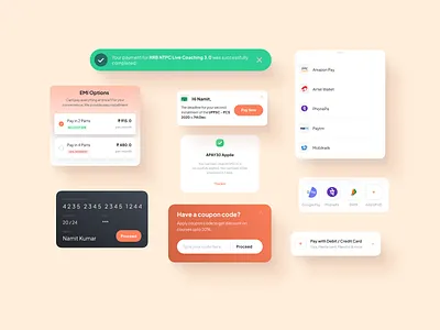 EMI Components app design cards components design emi finance fintech mobile app designs payment ued ui ui components ui design ux visual designs