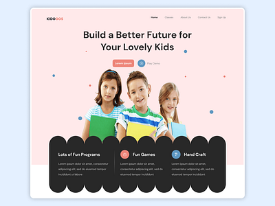 KIDOOOS - Kids Care Landing Page Design child care custom web design kidoos kids care kids care web landing page design ui ui ux ui ux design web design website design