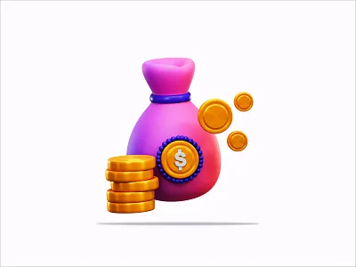 3D Illustration Money Sack 3d icon 3d modeling brand branding design gradient graphic design icon icons illustration logo money sack product design render rendering ui vector