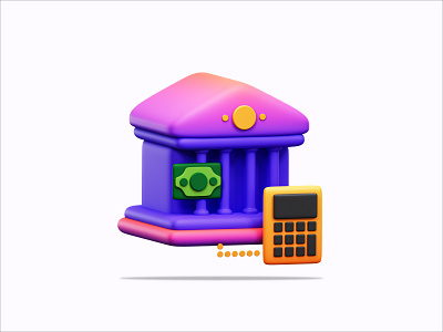 3D Illustration Bank 3d 3d icon 3d modeling animation bank brand branding design graphic design icon icon pack icon set illustration logo motion graphics product design render ui vector