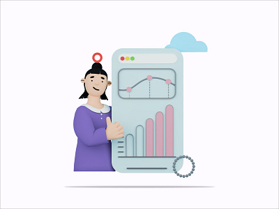 3D Illustration Girl Doing Presentation 3d 3d illustration animation brand branding design girl graphic design illustration logo motion graphics product design render ui vector