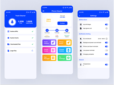 Phone Cleaner App Design 2022 app design app app design app ui design cleaner app design design graphic design homscreen design latest app design latest design new app design new design phone cleaner app setting screen design ui ui design uiux design ux ux design vector