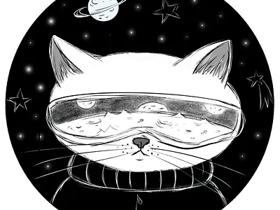 Space cat branding cat design digital illustration graphic design illustration logo vector