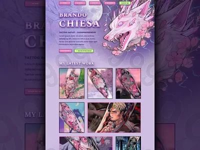 Tattoo Artist Landing Page. artist design fashion figma graphic design homepage landing page studio tattoo ui web webdesign website