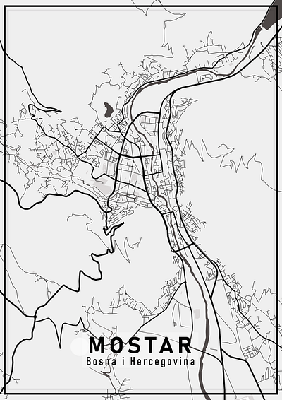 City map - Mostar design graphic design illustration poster
