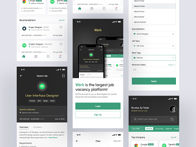 Wèrk - Job Finder Apps app career find work finder hiring hiring platform job job portal job search jobseeker mobile mobile app mobile design ui uiux ux