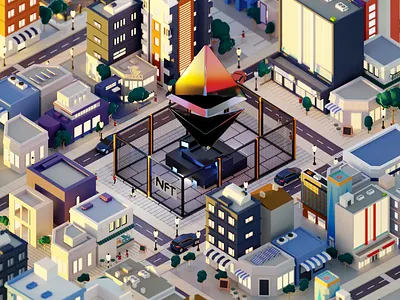 Ether City 3d 3d illsutration animation blender 3d illustration low poly nft