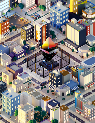 Ether City 3d 3d illsutration animation blender 3d illustration low poly nft