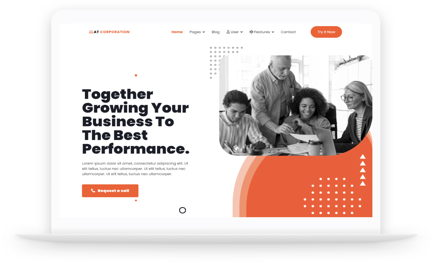 Example of AT Corporation – Free Company/Business WordPress Theme