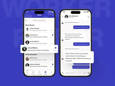 Chat Interface Design for Worker Finder App 💬🎨 app app design chat page design clean design interface minimal mobile app design ui ui ux design user interface ux