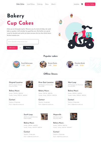 Bake shop bake shop branding cakes design figma food ice cream illustra illustration ui web design