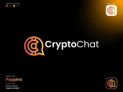 Crypto Chat Logo Design bitcoin bitcoins blockchain brand identity branding btc crypto cryptochat cryptocurrency currency finance icon lettermark logo logo design monogram nft logo startup symbol technology