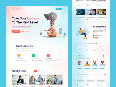 Edu Future - Online Course Landing Page card clean design design e learning education landing page landingpage learning management system minimal online online class online course teaching tutor ui ui design ui element uiux website