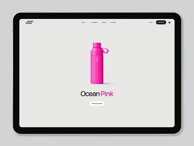 Ocean Bottle Hero Screen bottle clean corporate e commerce eco layout minimal modern ocean plastic reusable shop store sustainability sustainable ui ux web web design website