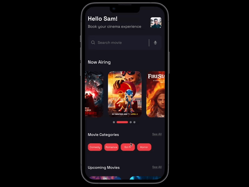Cinema App User Flow demo animation graphic design motion graphics ui user experience user flow