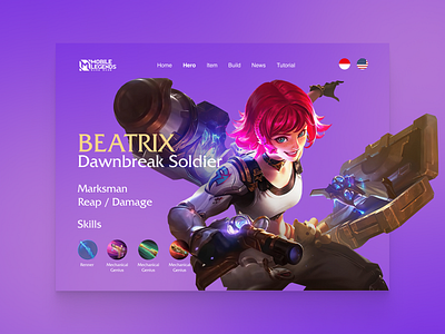 Mobile Legends Website beatrix figma game games ml mobile legends mobilelegends moontoon sniper soldier ui uiux uiux design web web design