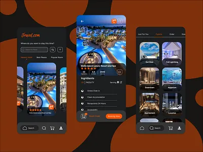 Travel.com 3d booking branding graphic design hotel job jobs kami logo mobile resort ui
