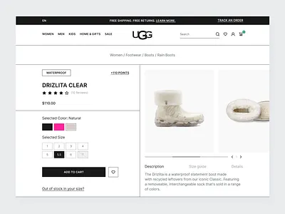 Redesign of the UGG Product Card e comerce e commerce shop ecommerce graphic design minimal product branding product details product page redesign shop ui ux web design website