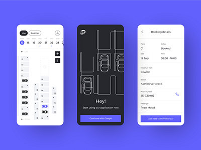 Parkeo - a parking reservation app for easy space management app blue booking branding design graphic design illustration logo map oneline parking purple reservation spot typography ui ux vector