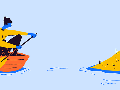 Illustration for We Know You 2d illustration article article illustration artwork blue boat cartoon character design colorful colors digital art digital illustration drawing finding land island land medium illustration procreate rowing water