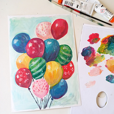 Oil Paints Study art birthday bolloons drawing hand drawn illustration oil paints painting sketchbook