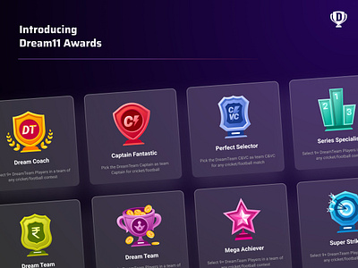 Dream11 Awards branding design dream11 gaming graphic design illustration interfacedesign mobileapp mobileappdesign productdesign ui uidesign uiux userexperience userinterface vector visualdesign