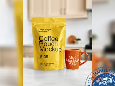 Stand-Up Pouch and Mug Mockup 3d branding coffee coffee pouch coffee pouch mockup design download free mockup illustration kitchen mag mag mockup mock up mockup mockup download mockup tools pouch pouch mockup stand up pouch mockup ui