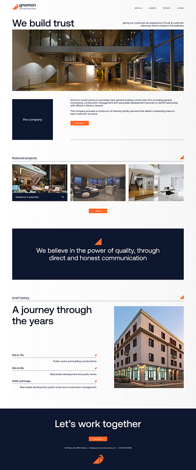 Gnomon Constructions company company profile construction indigo redesign uiux design web design