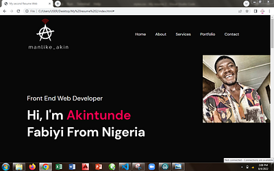Home page of my portfolio website