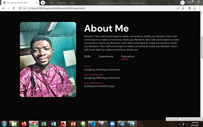 About section of my portfolio website