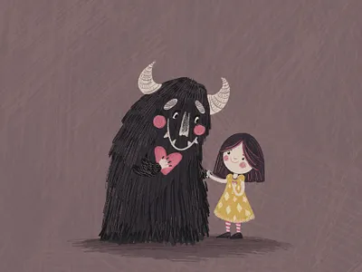 Monsters party book book illustration children design dribbble girl illustration logo procreate ui