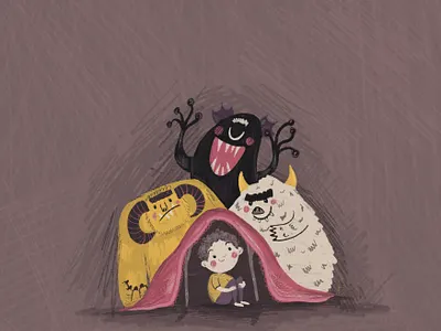 Monsters party book book illustration children design dribbble girl illustration logo monsters procreate ui