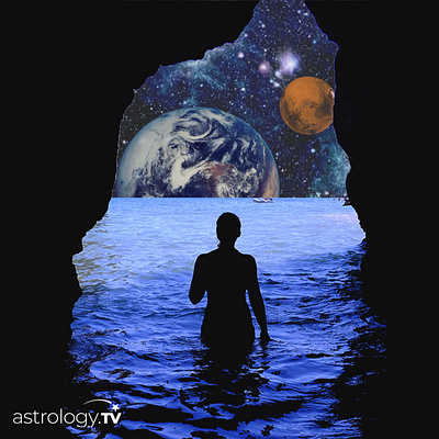 Out There astrology collage graphic design planets poster space stars