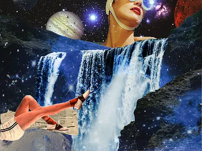 Collage astrology collage graphic design poster retro space