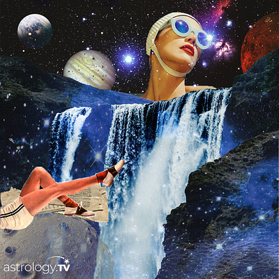 Collage astrology collage graphic design poster retro space