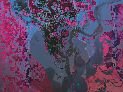 Collage abstract collage design girl graphic design neon poster