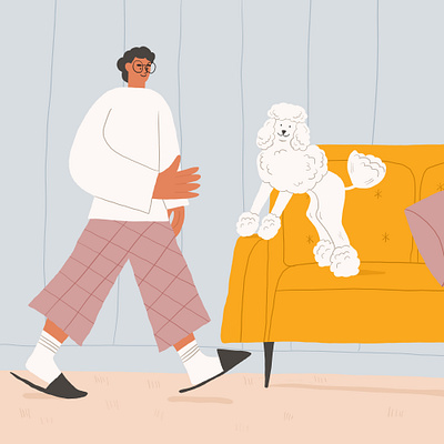 The Lady animation blog branding character cute dog editorial home illustration illustrator lifestyle poodle tati illustrations vector