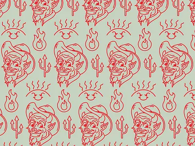 Hotter Than Hell Pattern branding character character design cowboy design devil illustration pattern satan southwest vector