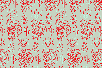 Hotter Than Hell Pattern branding character character design cowboy design devil illustration pattern satan southwest vector