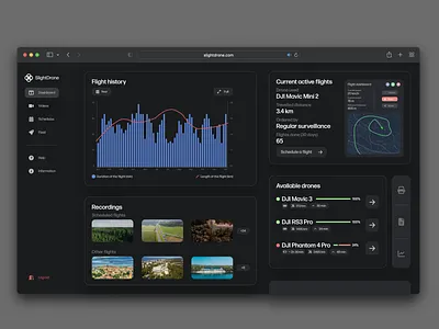 SlightDrone - Autonomous Drone Central apple black blue dark dashboard design dji drone graph mac macos mode night safari surveillance uav ui web