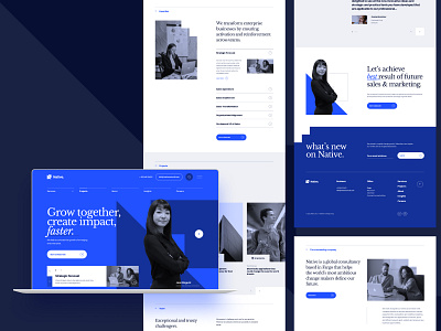 Native Consulting - Full page advisory web blue web business landing page business web consulting web corporate web creativemarket figma landing page marketing web minimalist web neuwebz typography ui ux web design