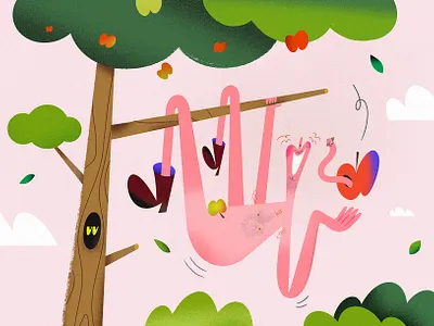 Tempting Adam ;) adobe photoshop apple character design funny illustration kids illustration nudity relax