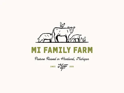 MI Family Farm - Logo animals branding chicken cow farm goat illustration logo pig