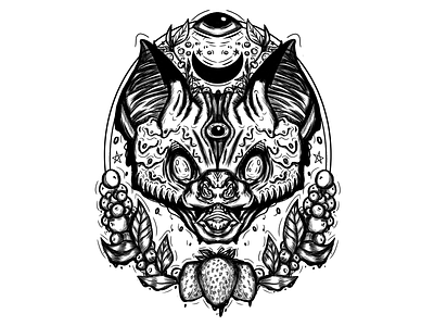 Fruit bat aesthetic animals art branding creepy design digital digital art illustration illustrator magic merch postcard print sketch tattoo tattoo art texture