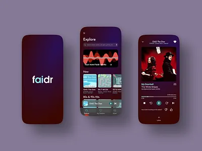 Faidr Radio App app audio mobile streaming ui ux design visual design