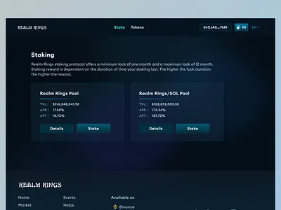 GameFi - Realm Rings staking blockchain crypto cryptocurrency protocol stake staking web3