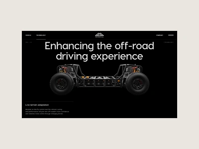 Potential Motors — Technology Page 3d 3d illustration adventure all terrain vehicle animation brand brand identity digital marketing off road os ui webpage website